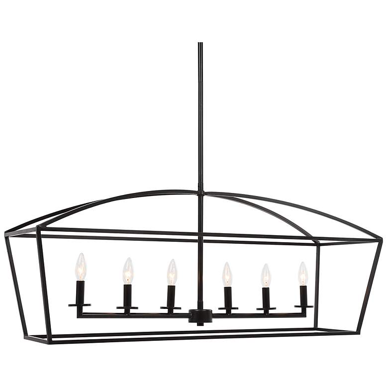 Image 2 Uttermost Clayton 42" Wide 6-Light Bronze Linear Candelabra Chandelier