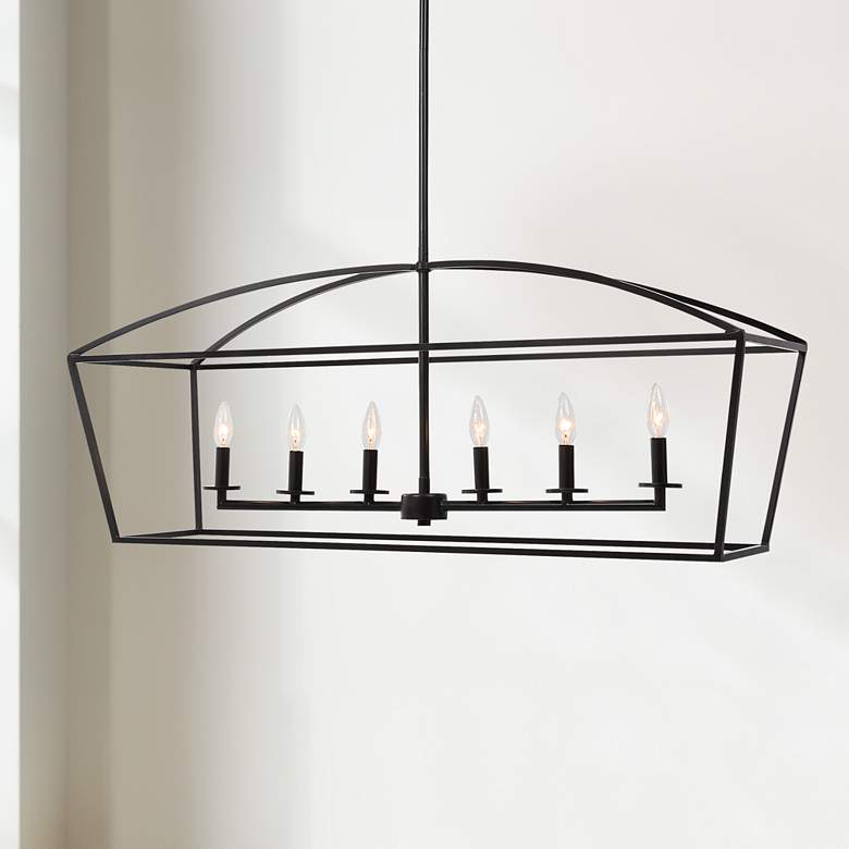 Image 1 Uttermost Clayton 42" Wide 6-Light Bronze Linear Candelabra Chandelier