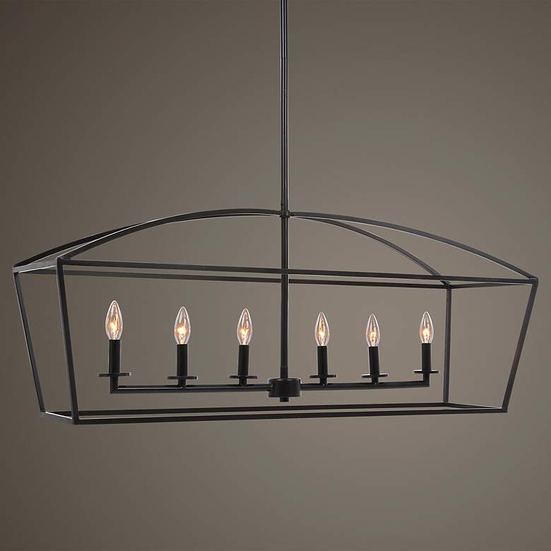 Image 6 Uttermost Clayton 42" Wide 6-Light Bronze Linear Candelabra Chandelier more views