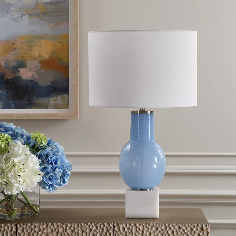 Image 3 Uttermost Clear Sky 28" Modern Blue Glass Table Lamp more views