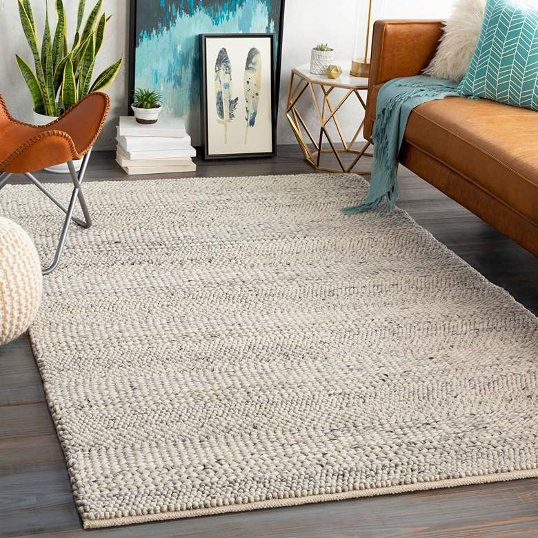 Image 1 Uttermost Clifton 71163 5&#39;x8&#39; Gray and Ivory Loop Area Rug