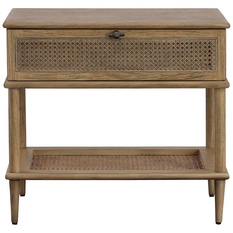Image 2 Uttermost Coast 26"W Oak Stain Rattan 1-Drawer Side Table