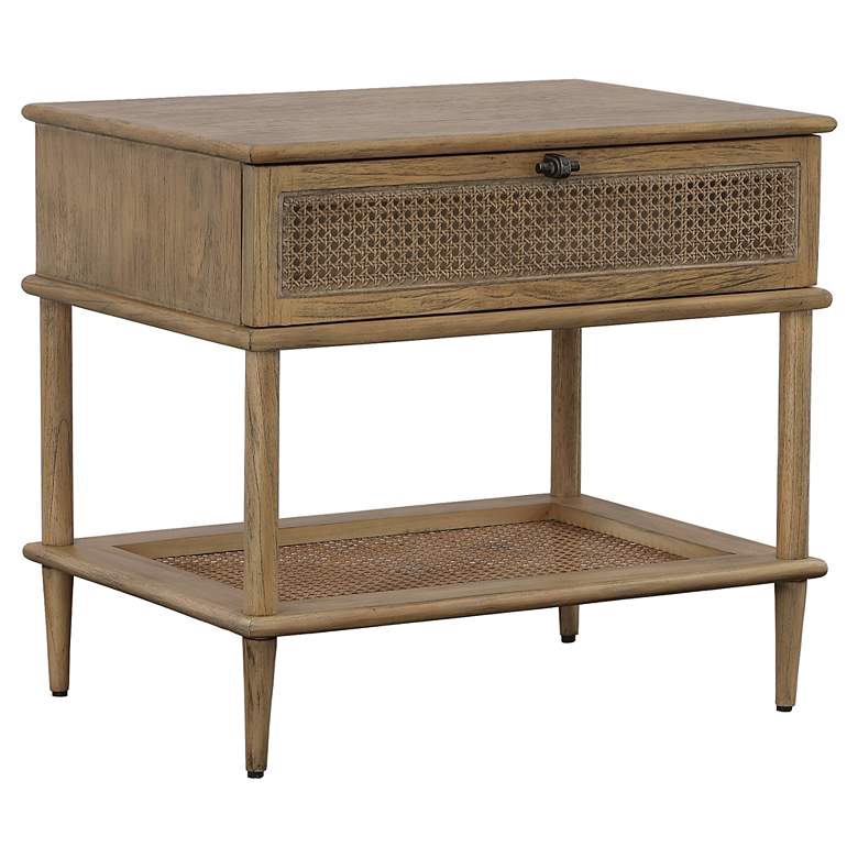 Image 3 Uttermost Coast 26"W Oak Stain Rattan 1-Drawer Side Table more views