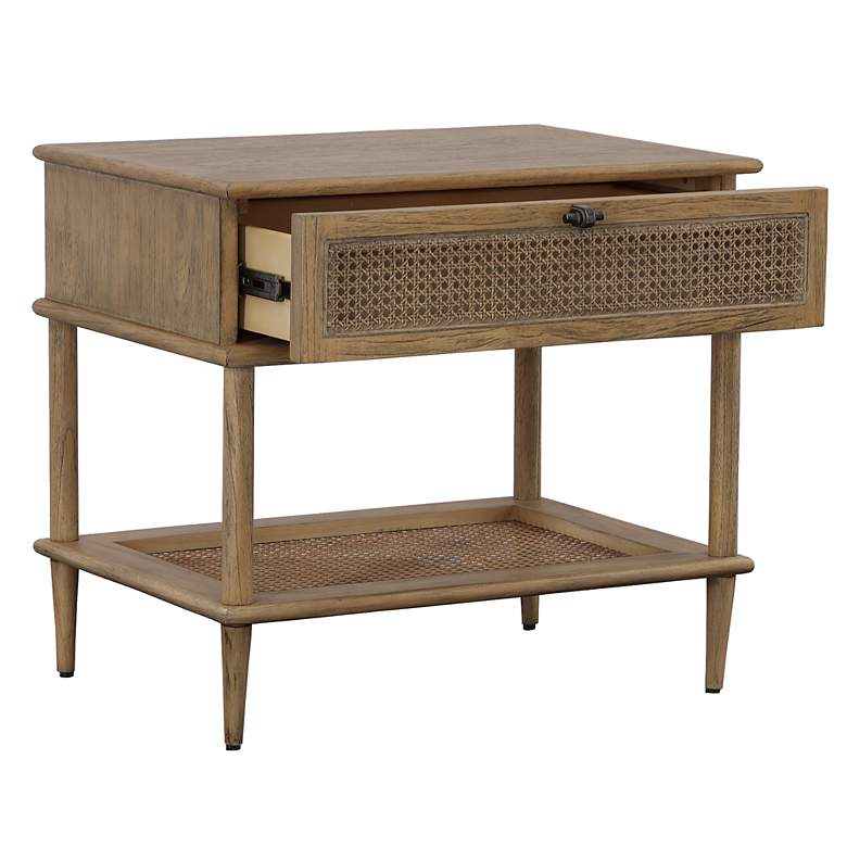 Image 4 Uttermost Coast 26"W Oak Stain Rattan 1-Drawer Side Table more views