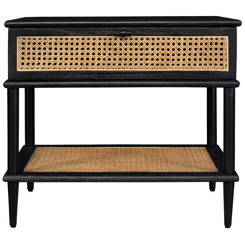 Image 2 Uttermost Coast Black and Rattan Cane Side Table