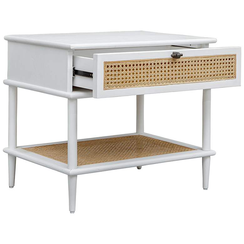 Image 4 Uttermost Coast White and Rattan Cane Side Table more views