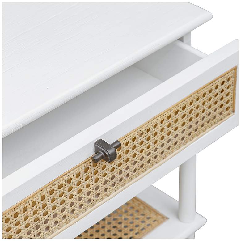 Image 6 Uttermost Coast White and Rattan Cane Side Table more views