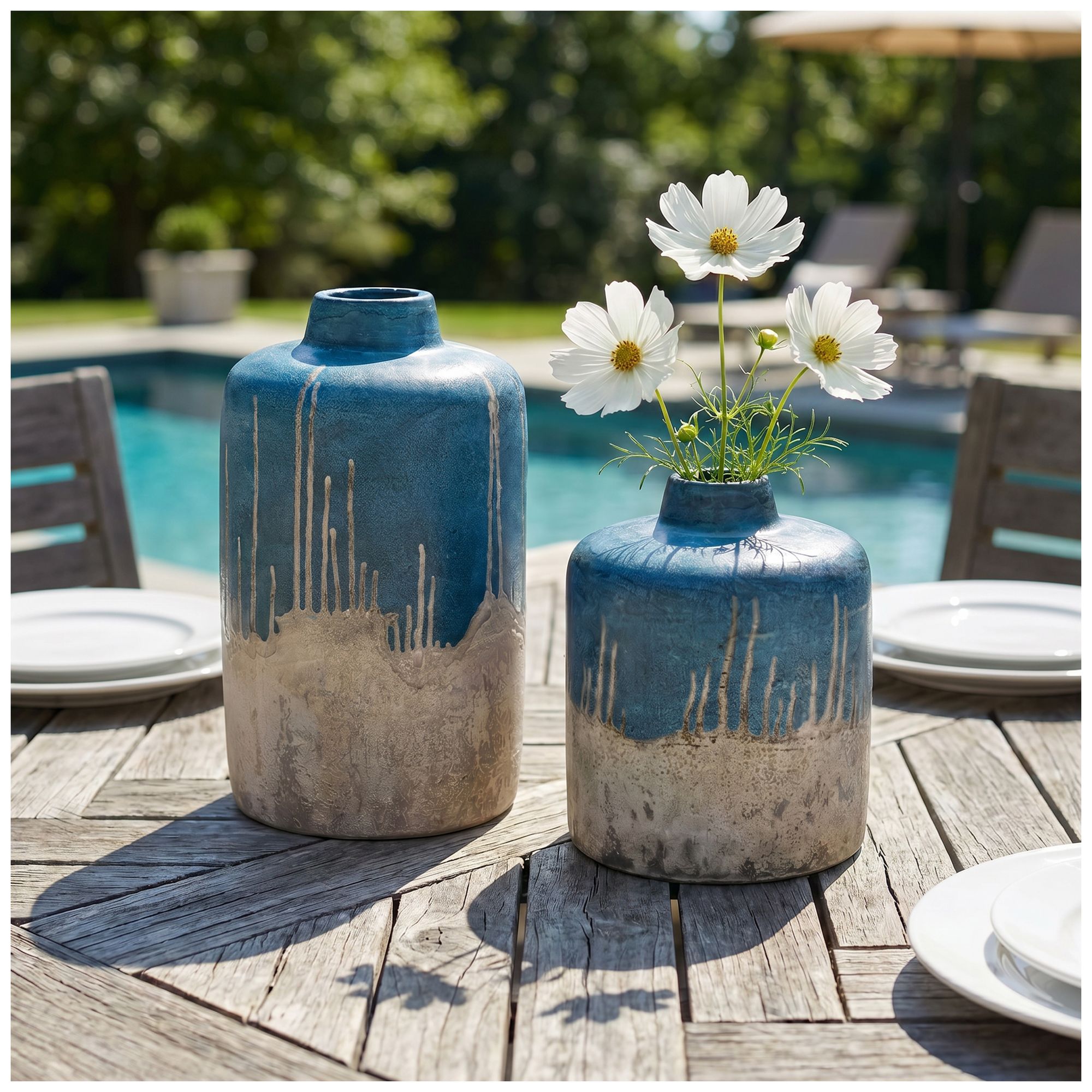 Image 2 Uttermost Coastal Cascade Indoor-Outdoor Set of 2 Concrete Vases more views