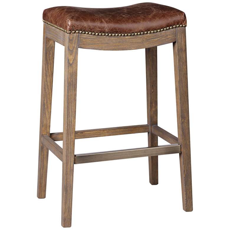 Image 1 Uttermost Cochran 30 inch Chocolate Aniline Leather Barstool