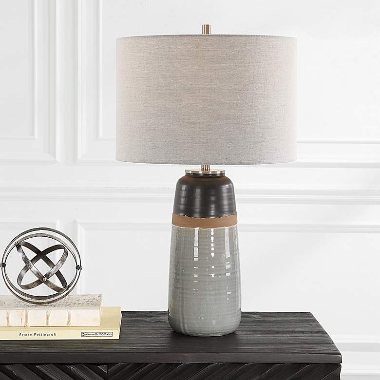 Image 4 Uttermost Coen 25 1/2" Gray and Black Ceramic Table Lamp more views