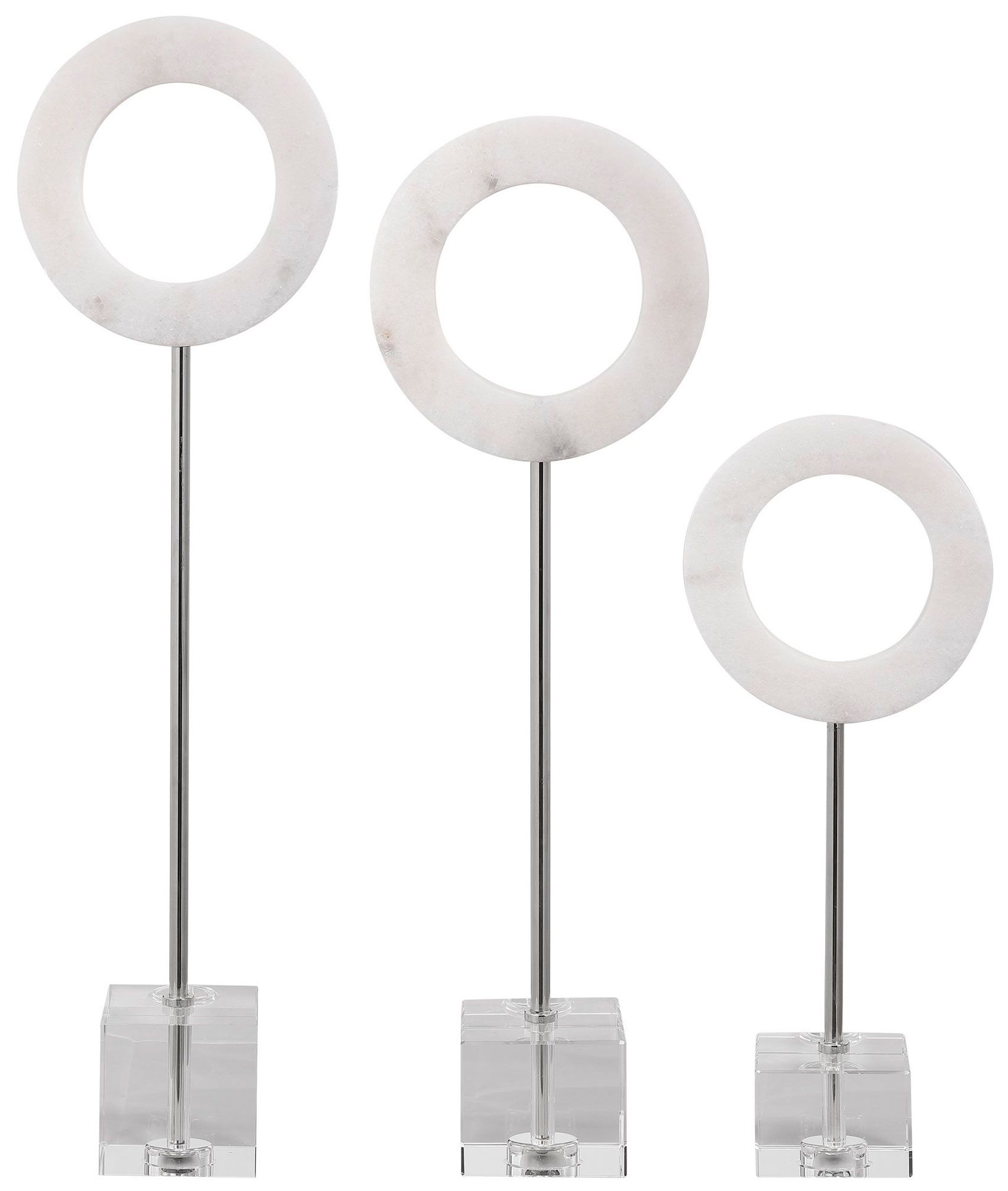 Image 5 Uttermost Coin Toss White Marble Ring Sculptures Set of 3 more views