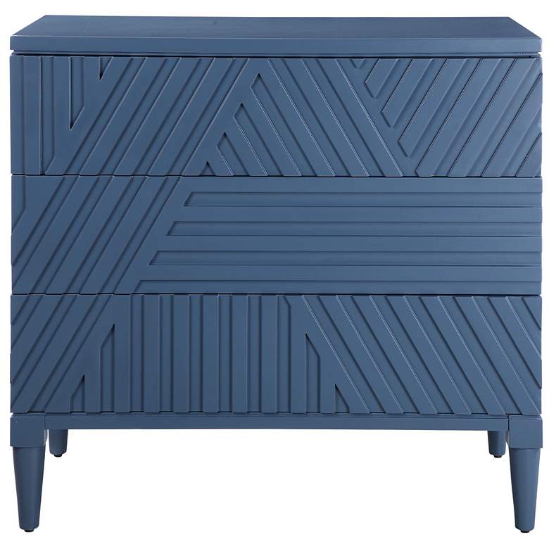 Image 2 Uttermost Colby 36" Wide Blue Carved 3-Drawer Accent Chest