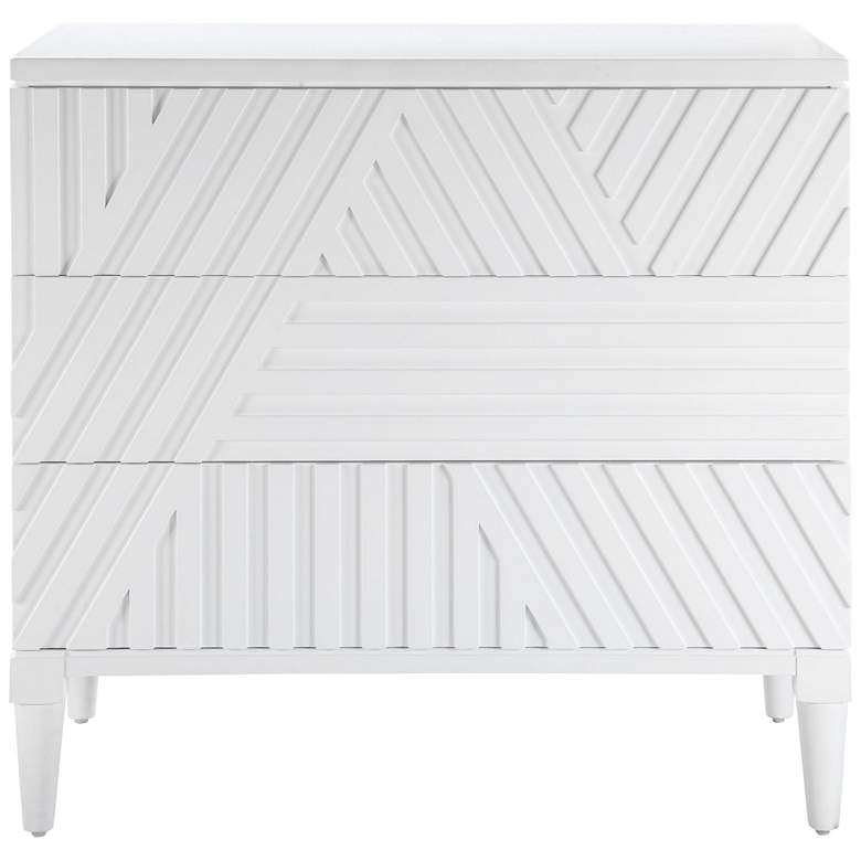 Image 2 Uttermost Colby 36" Wide White Carved 3-Drawer Accent Chest