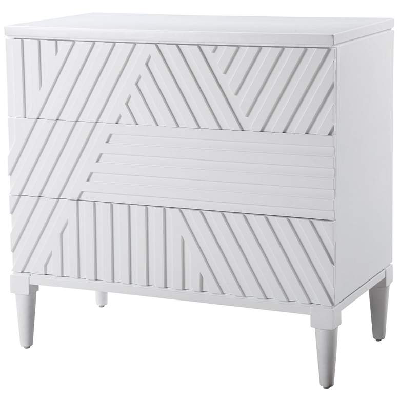 Image 3 Uttermost Colby 36" Wide White Carved 3-Drawer Accent Chest more views