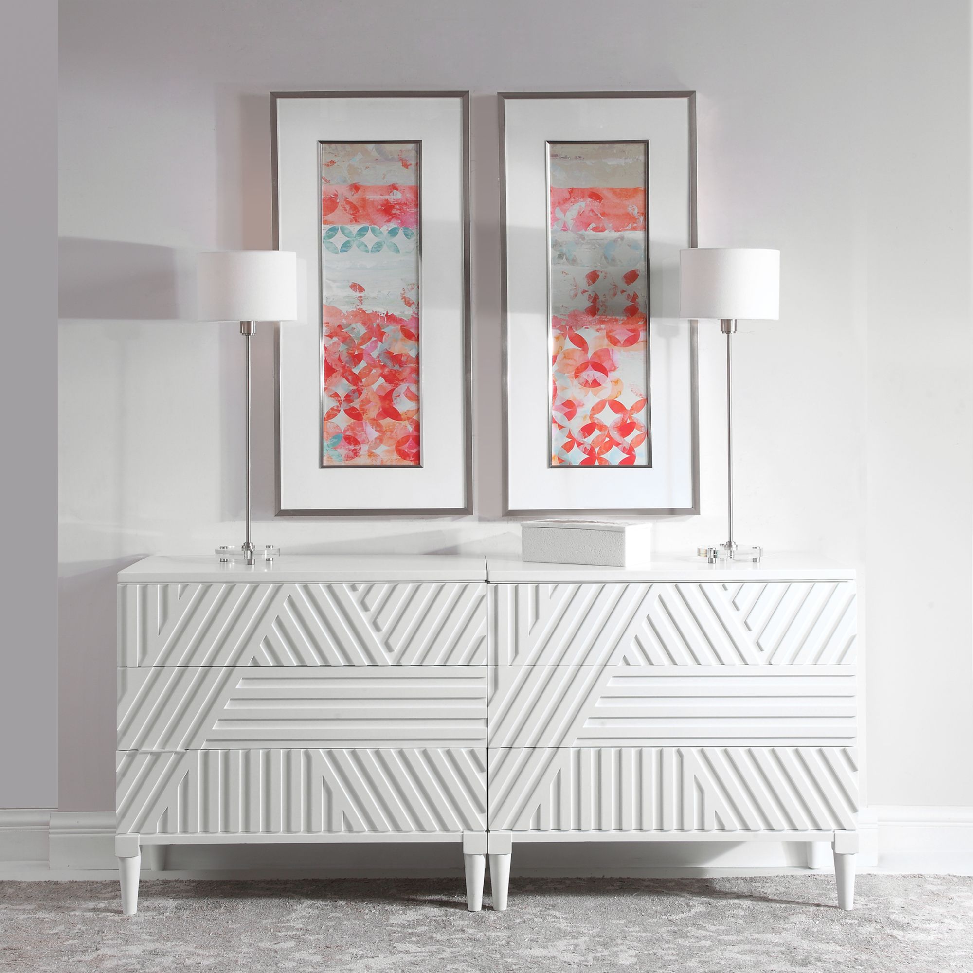 Uttermost Colby 36" Wide White Carved 3-Drawer Accent Chest