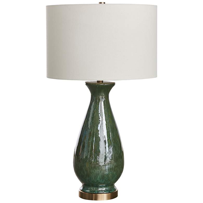 Image 1 Uttermost Colestin 30" High Green Ceramic Table Lamp