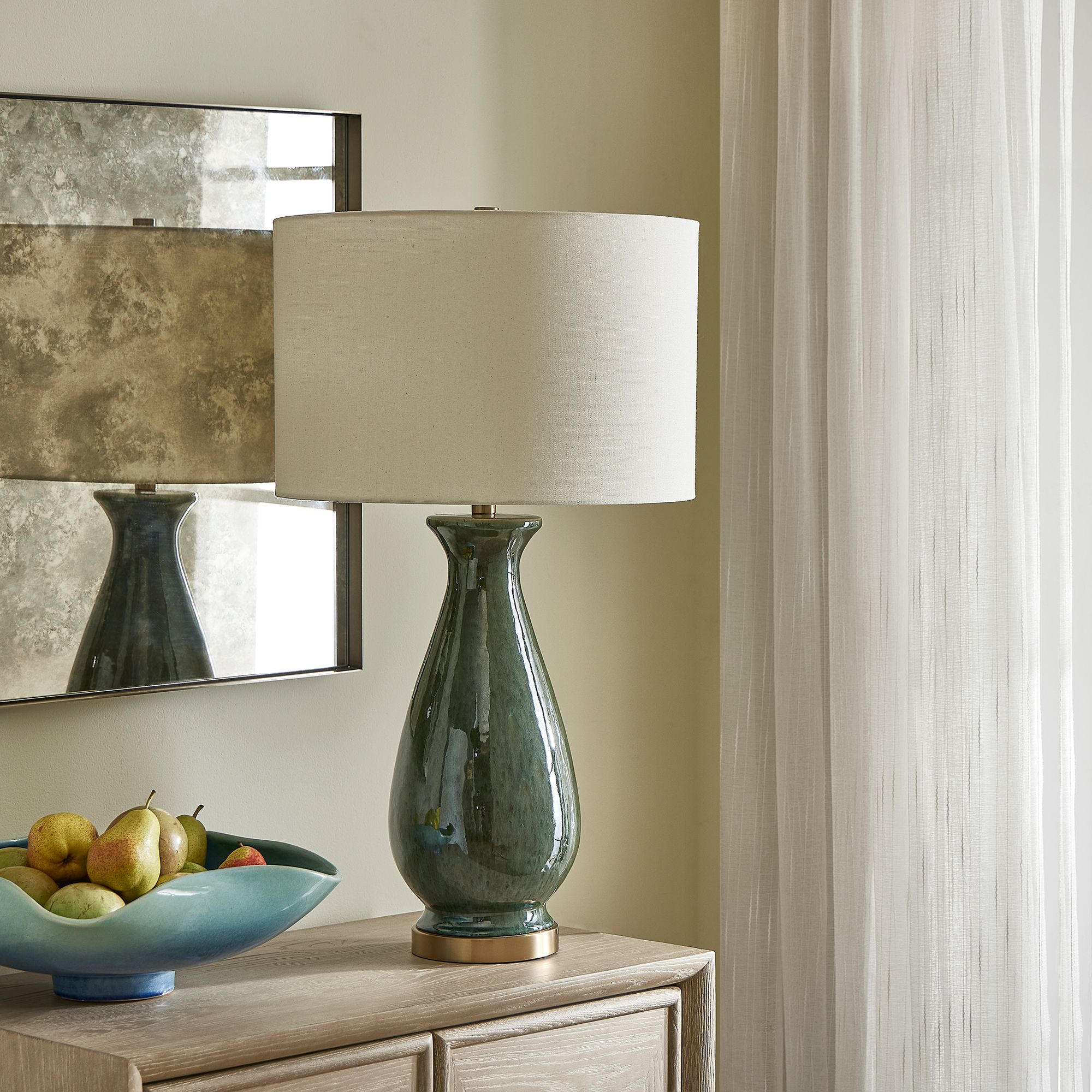 Image 3 Uttermost Colestin 30" High Green Ceramic Table Lamp more views