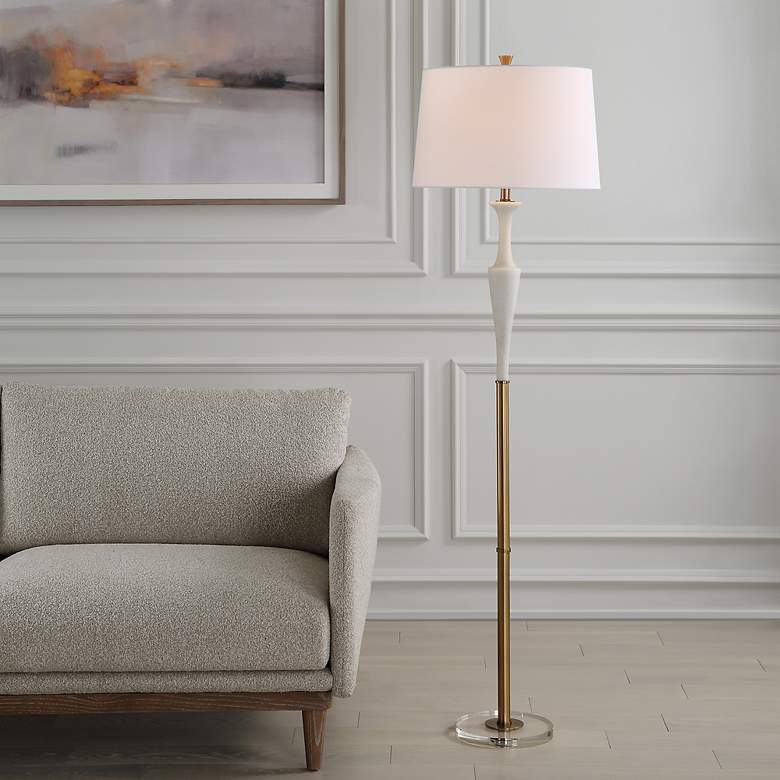Image 2 Uttermost Colette Ivory and Antique Brass Floor Lamp