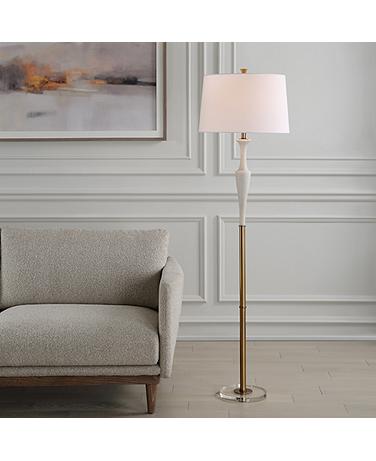 Uttermost Colette Ivory and Antique Brass Floor Lamp