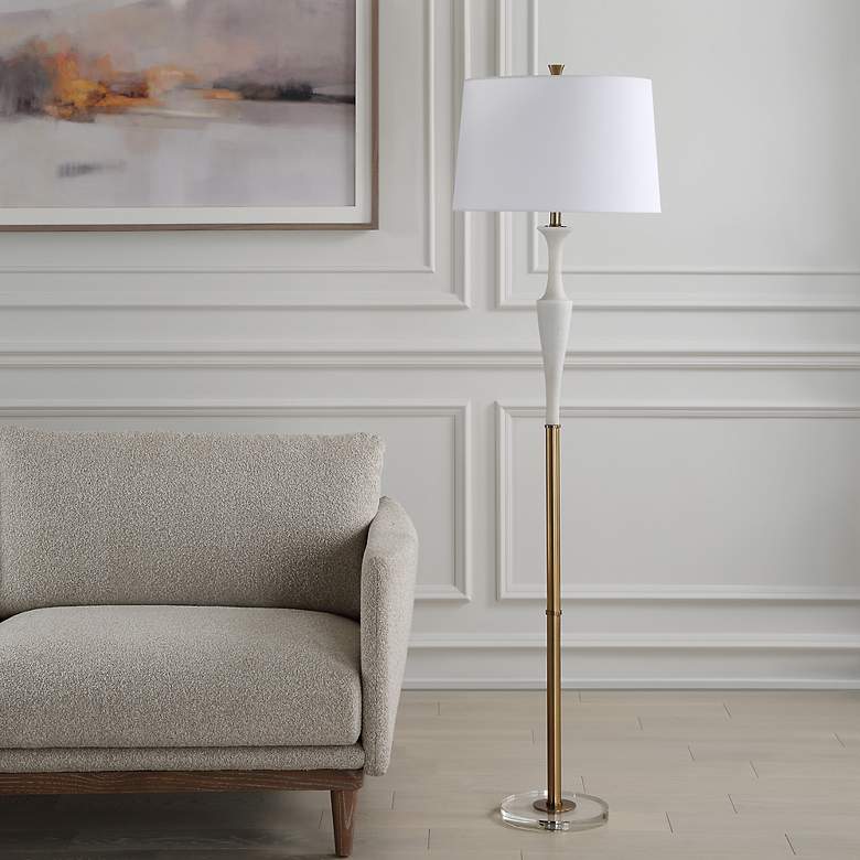Image 7 Uttermost Colette Ivory and Antique Brass Floor Lamp more views