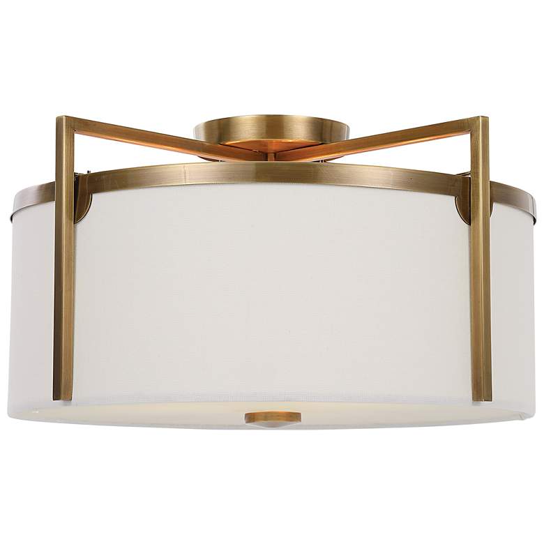 Image 2 Uttermost Colfax 21" Wide Antique Brass Drum Ceiling Light