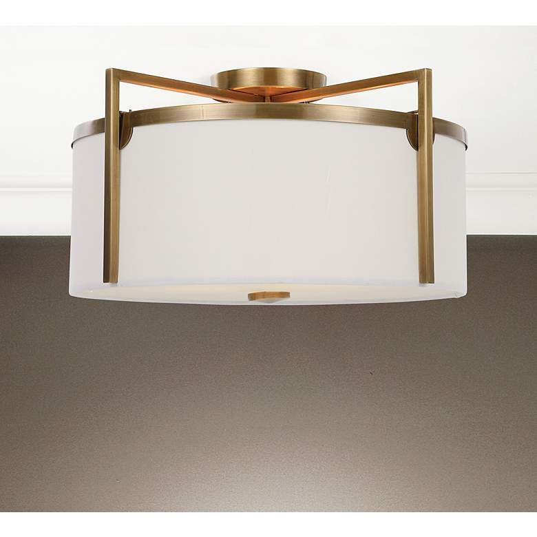 Image 1 Uttermost Colfax 21" Wide Antique Brass Drum Ceiling Light