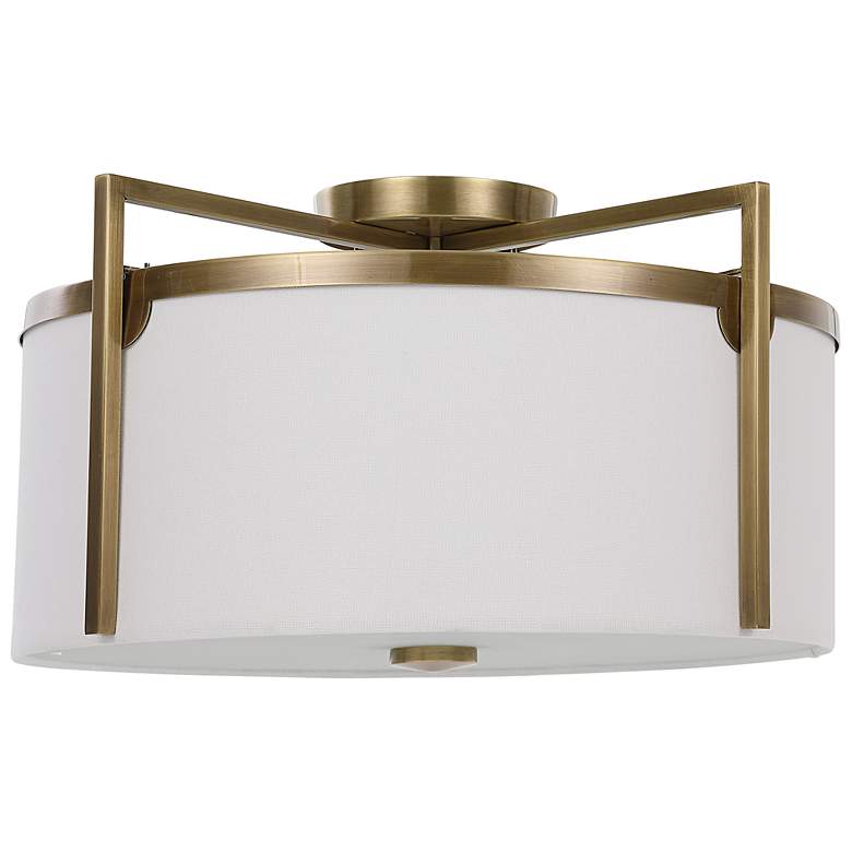 Image 4 Uttermost Colfax 21" Wide Antique Brass Drum Ceiling Light more views