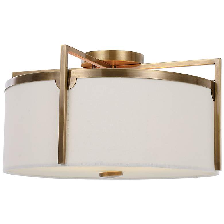 Image 5 Uttermost Colfax 21" Wide Antique Brass Drum Ceiling Light more views