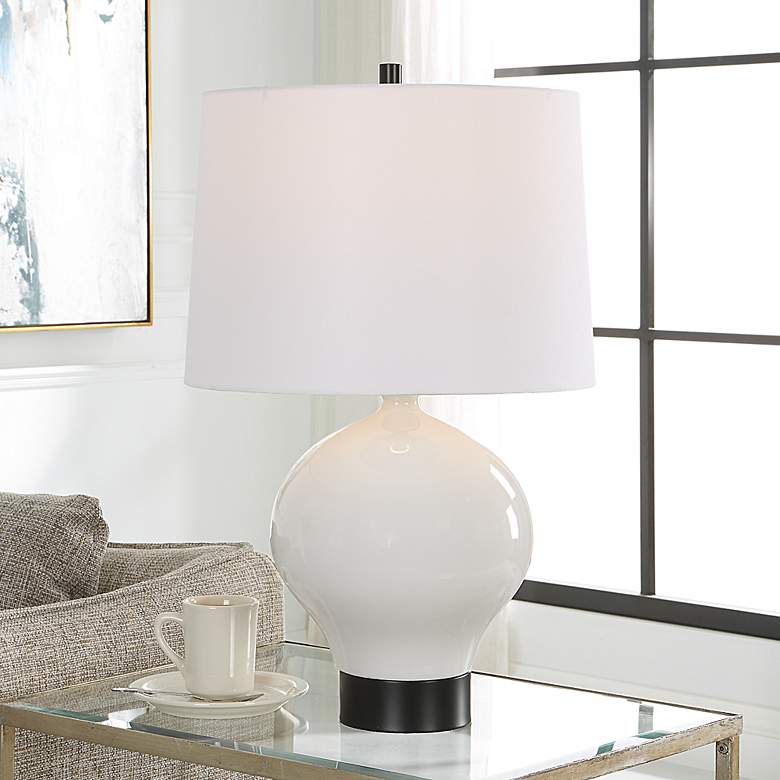 Image 1 Uttermost Collar 26" High White Glaze Ceramic Table Lamp