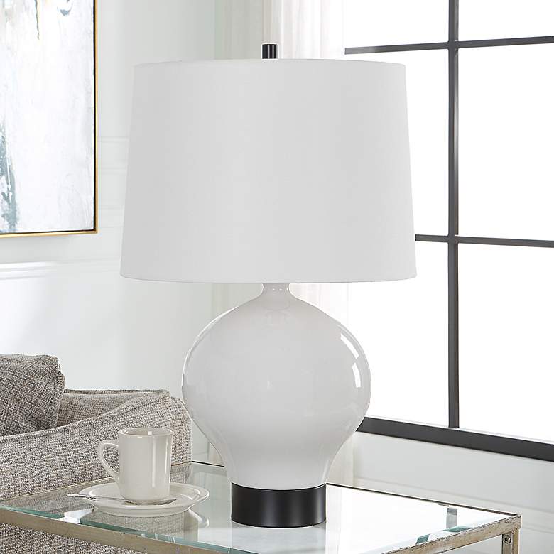 Image 3 Uttermost Collar 26" High White Glaze Ceramic Table Lamp more views