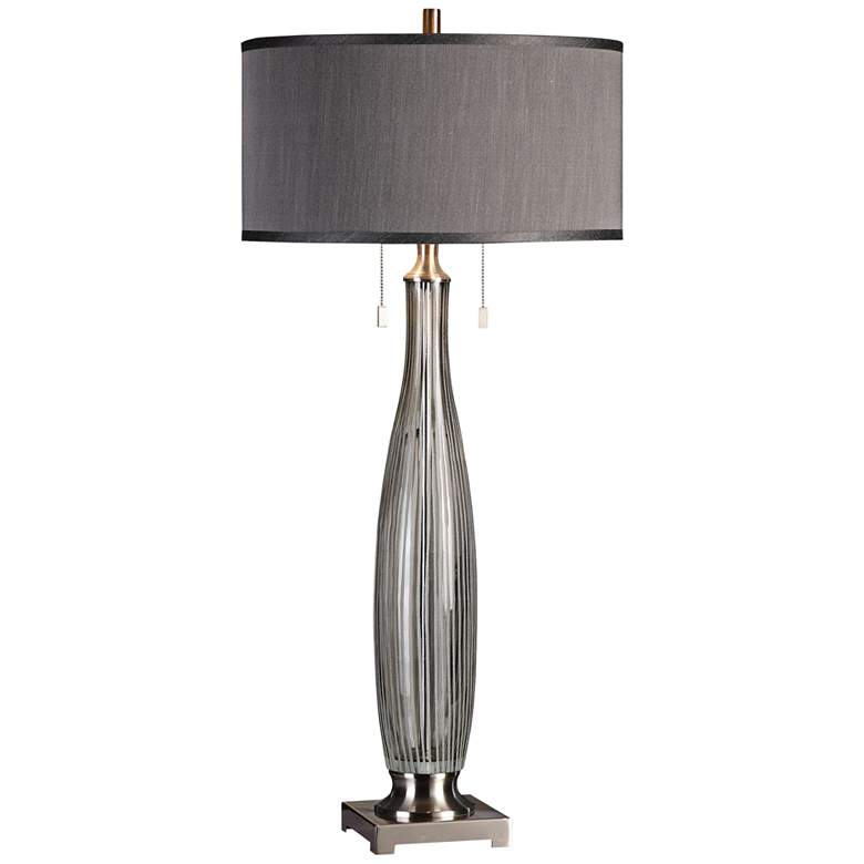 Image 2 Uttermost Coloma 38 3/4" High Smoke-Gray Striped Tall Glass Table Lamp