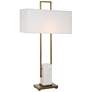 Uttermost Column 35" Brass and White Table Lamp