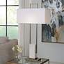 2_Uttermost Column Plated Brass and Marble Table Lamp