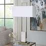 4_Uttermost Column Plated Brass and Marble Table Lamp more views