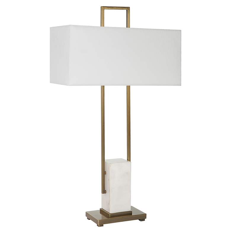 Image 5 Uttermost Column Plated Brass and Marble Table Lamp more views