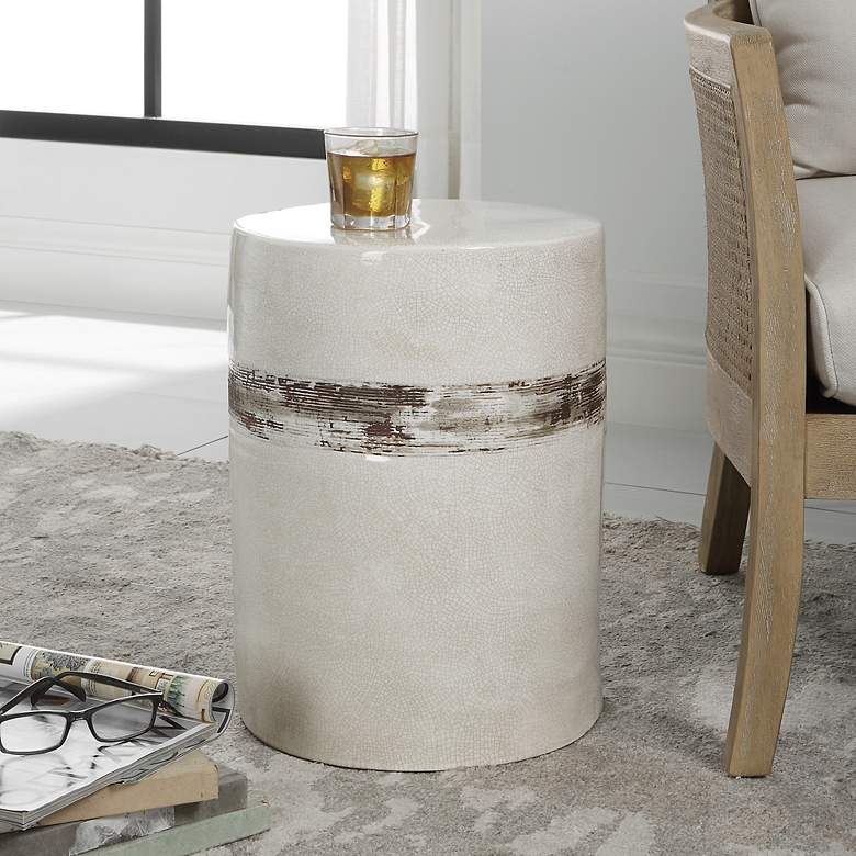Image 1 Uttermost Comanche 13" W x 18" H Off White Garden Stool