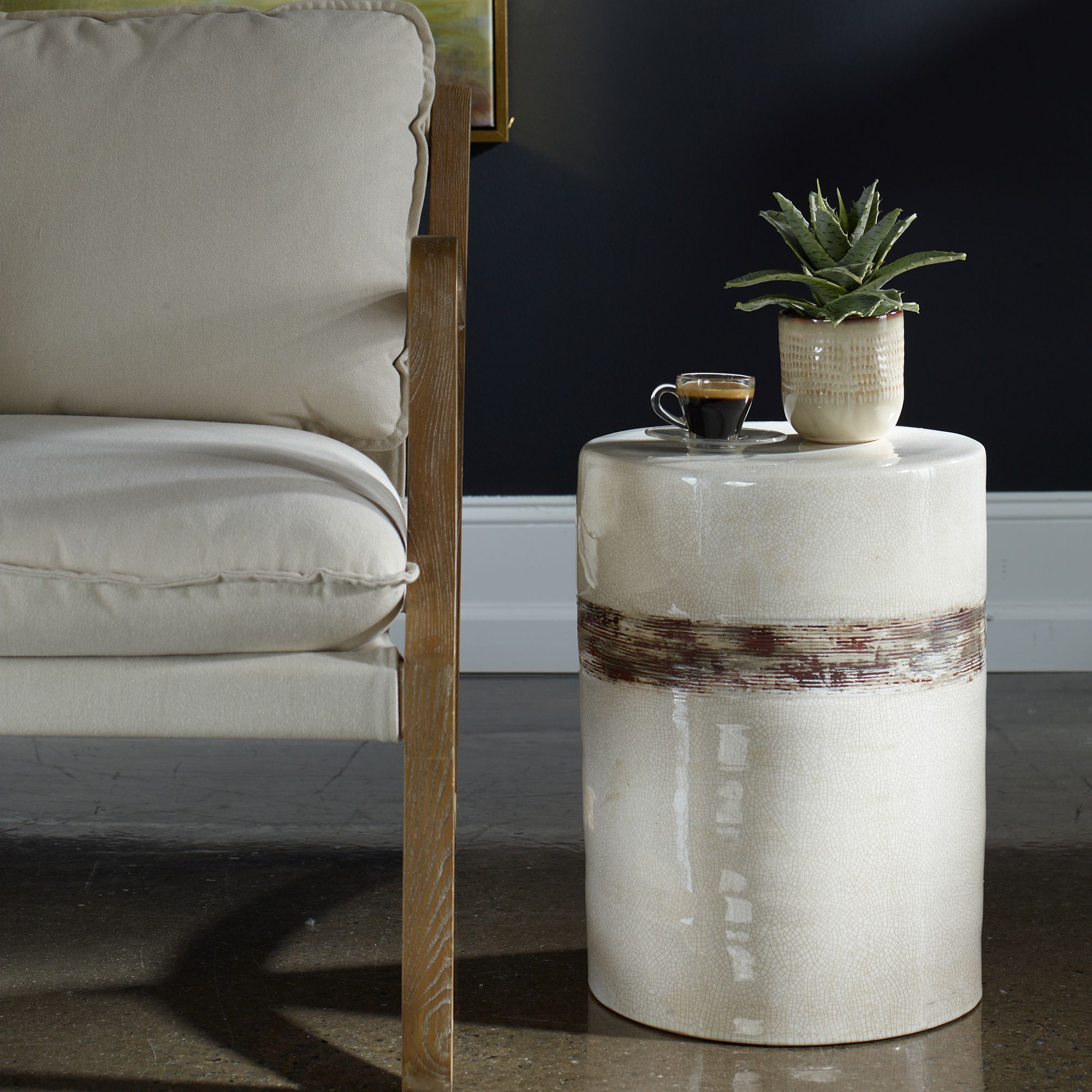 Image 5 Uttermost Comanche 13" W x 18" H Off White Garden Stool more views