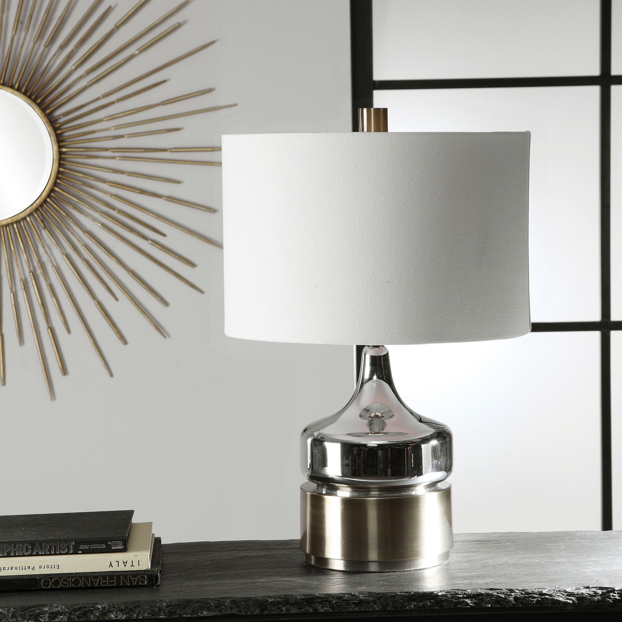 Brass and store chrome table lamps