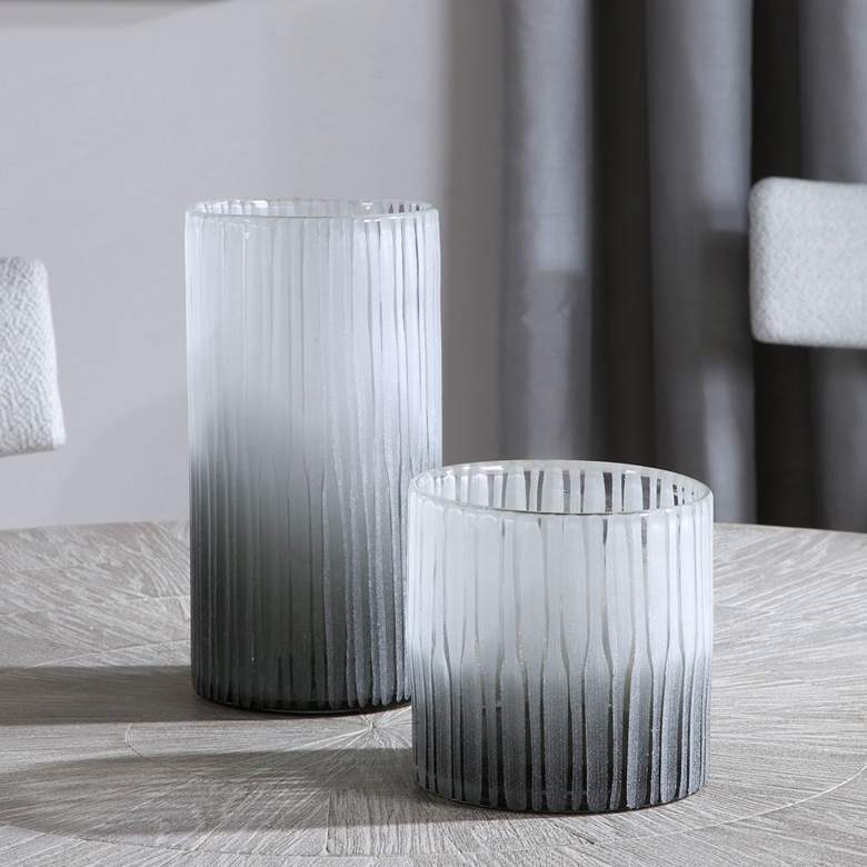 Image 1 Uttermost Como White and Dark Gray Glass Vases Set of 2