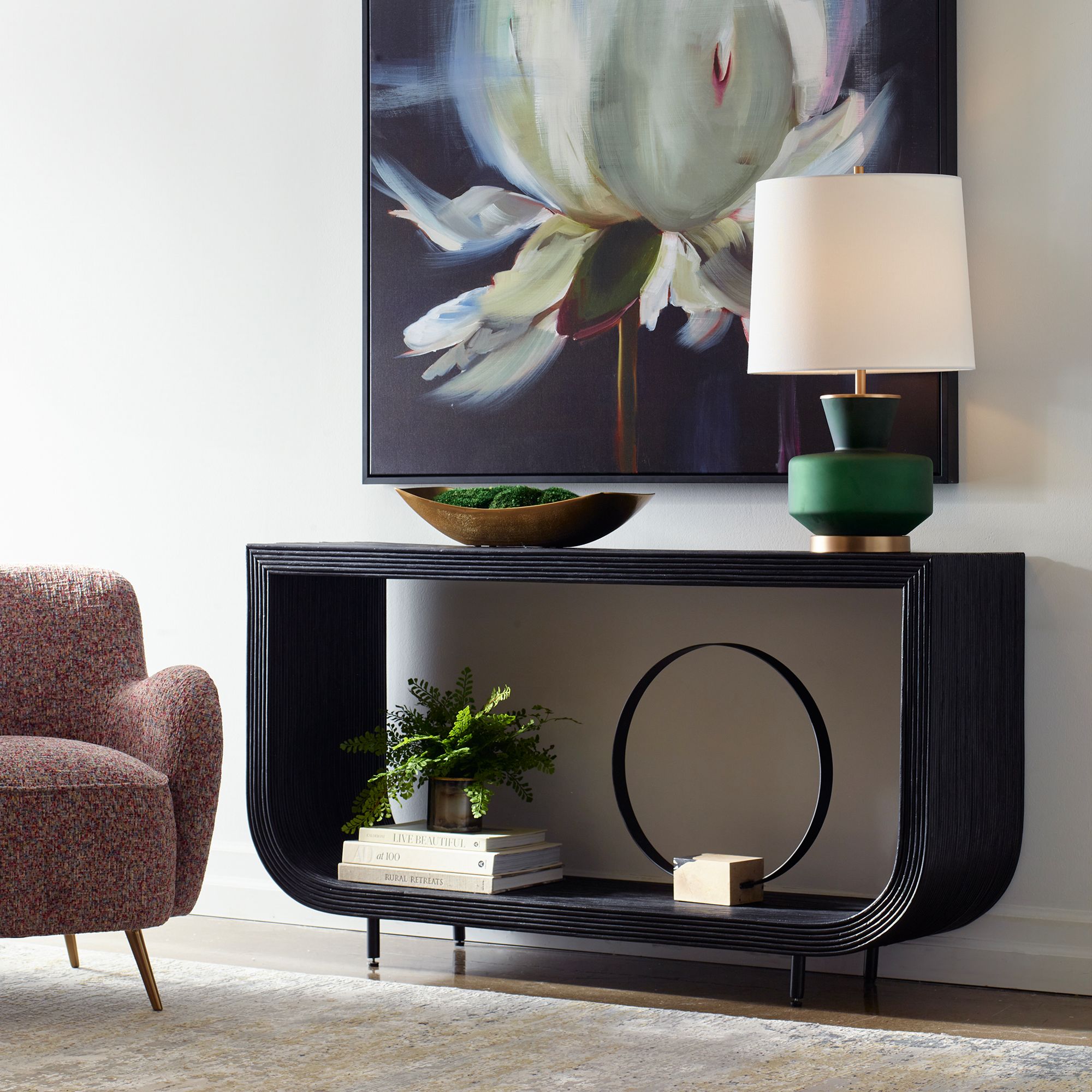 Image 7 Uttermost Compton 57 1/2" Wide Black Rattan Console Table more views