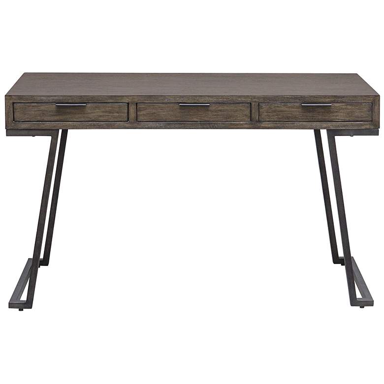 Image 2 Uttermost Comrade 50" Wide Brown Mango Wood 3-Drawer Desk
