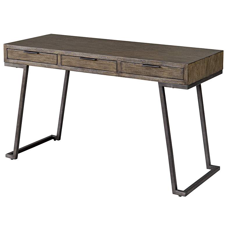 Image 4 Uttermost Comrade 50" Wide Brown Mango Wood 3-Drawer Desk more views