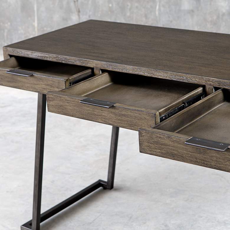 Image 6 Uttermost Comrade 50" Wide Brown Mango Wood 3-Drawer Desk more views