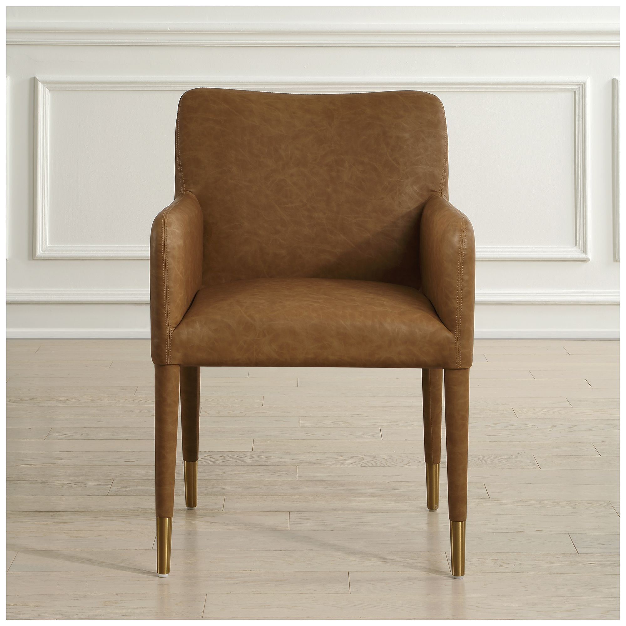 Thumbnail3 of Uttermost Conifer Camel Brown Fabric Dining Armchair more views
