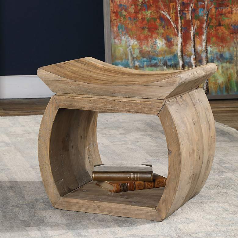 Image 1 Uttermost Connor Elm Wood Accent Stool