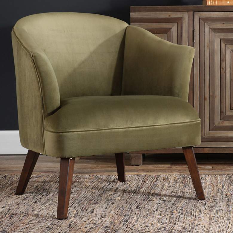 Image 1 Uttermost Conroy Soft Olive Velvet Fabric Accent Chair