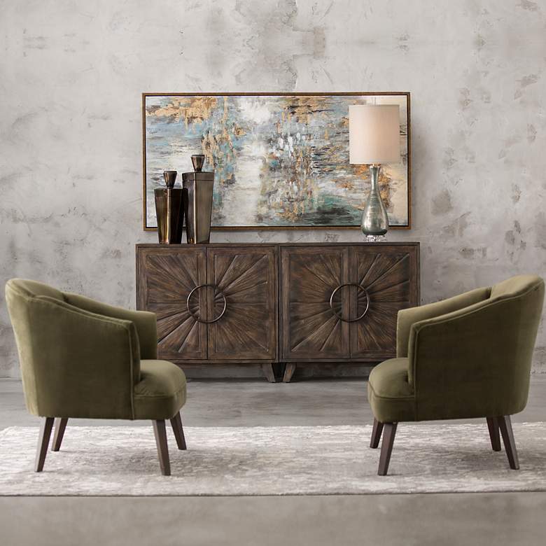 Image 3 Uttermost Conroy Soft Olive Velvet Fabric Accent Chair more views