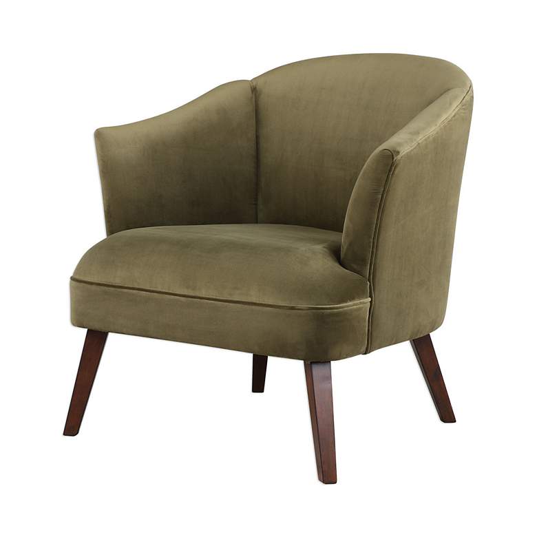Image 4 Uttermost Conroy Soft Olive Velvet Fabric Accent Chair more views