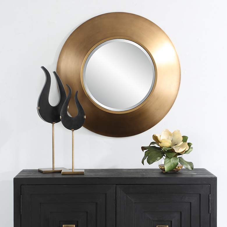 Image 1 Uttermost Contessa Antique Gold 29 1/2" Round Wall Mirror