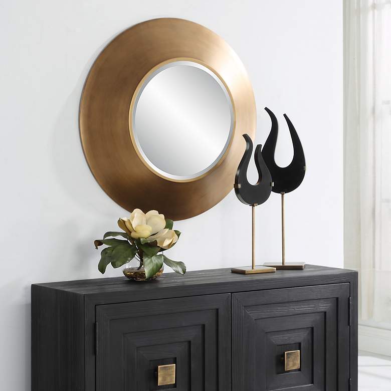 Image 6 Uttermost Contessa Antique Gold 29 1/2" Round Wall Mirror more views